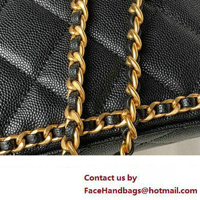 Chanel Grained Calfskin  &  Gold-Tone Metal Chain Flap Bag AS4489 Black 2023